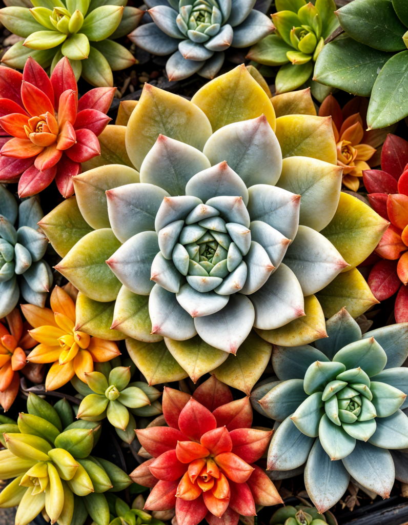 Plantinna-alexander-Succulents-rainbow-pattern-fibbonaci-layout-assorted